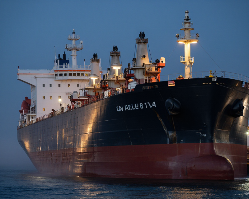 Massive VLCC at shipyard