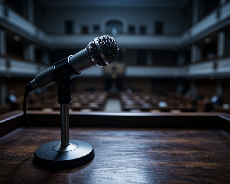 Symbolic Microphone in Dark Hall